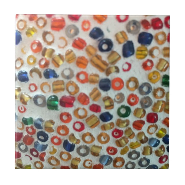 Colorful Beads Coaster - Ceramic Tile  (Front)