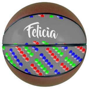 Colorful beads on gray basketball