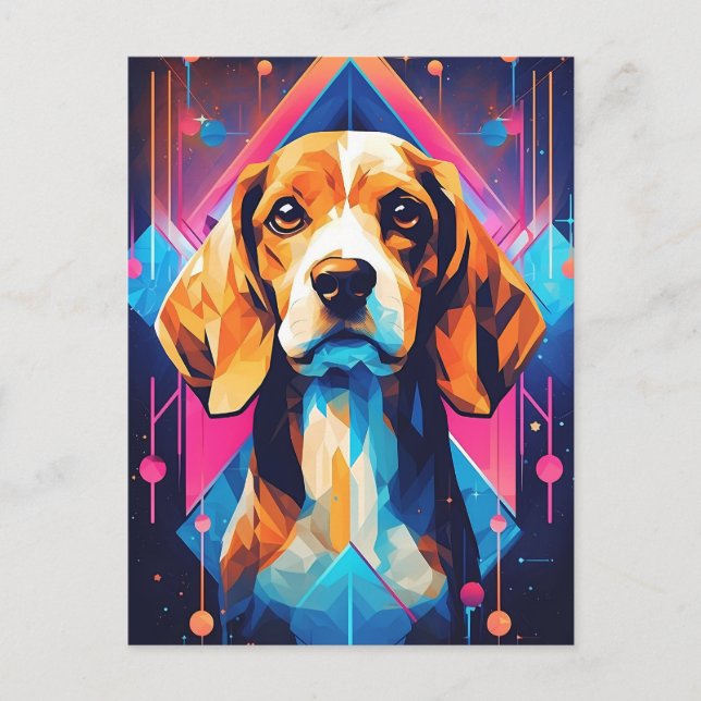 Colorful Beagle Art Postcard (Front)