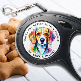 Colorful Beagle Dog Personalized Cute Pet Lovers Retractable Pet Leash