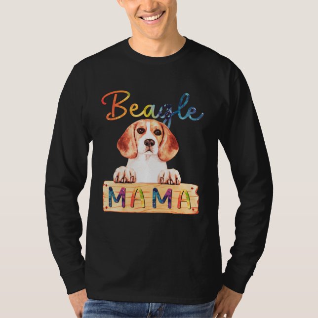 Colorful Beagle Mama  Dog Mom T-Shirt (Front)