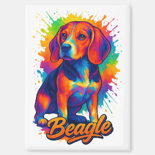 Colorful Beagle Pop Art – Vibrant Dog Portrait Magnet