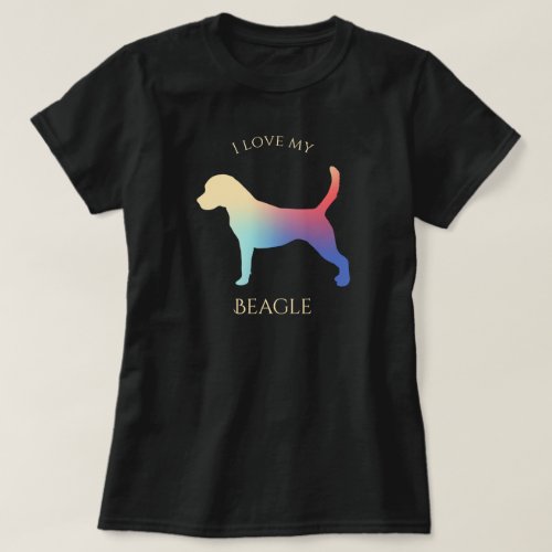 Colorful Beagle Silhouette Love My Beagle T_Shirt