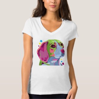 Colorful Beagle V-Neck T-Shirt