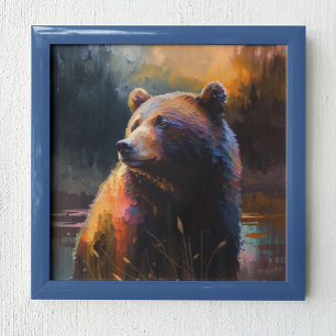 Colorful Bear Abstract painting Cabin Art Poster