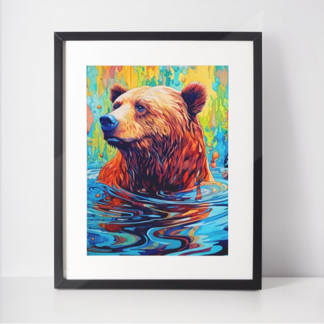 Colorful Bear Abstract painting Cabin Art Poster (Creator Uploaded)