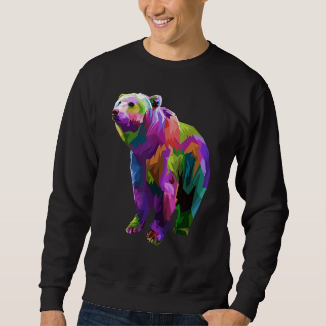 Colorful Bear Art Graphic Sweatshirt (Front)