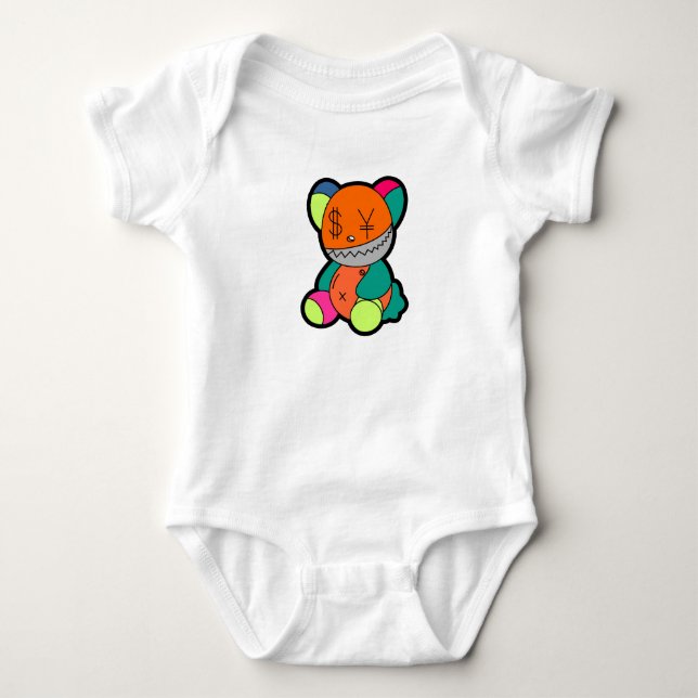 Colorful bear baby bodysuit (Front)