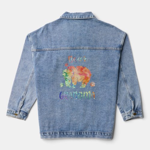 Colorful Bear Grandma  Promoted To Grandma 2021 Na Denim Jacket
