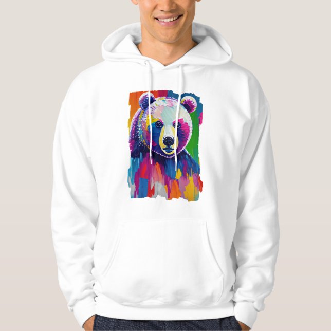 Colorful Bear Portrait Hoodie (Front)