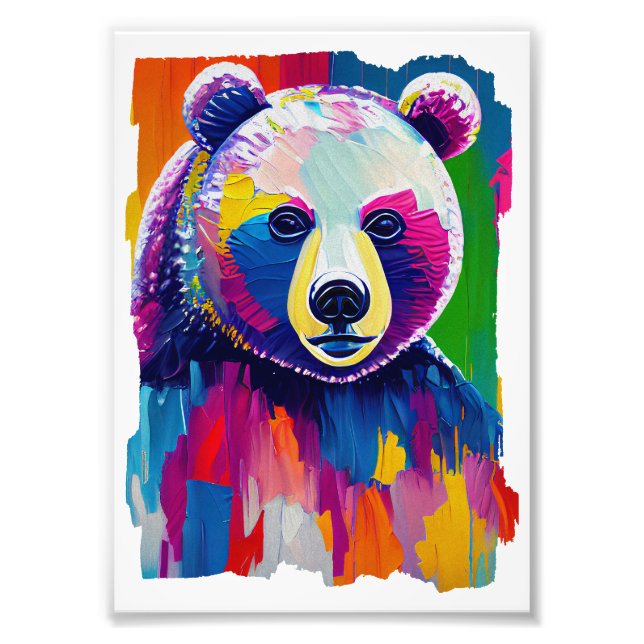 Colorful Bear Portrait Photo Print (Front)