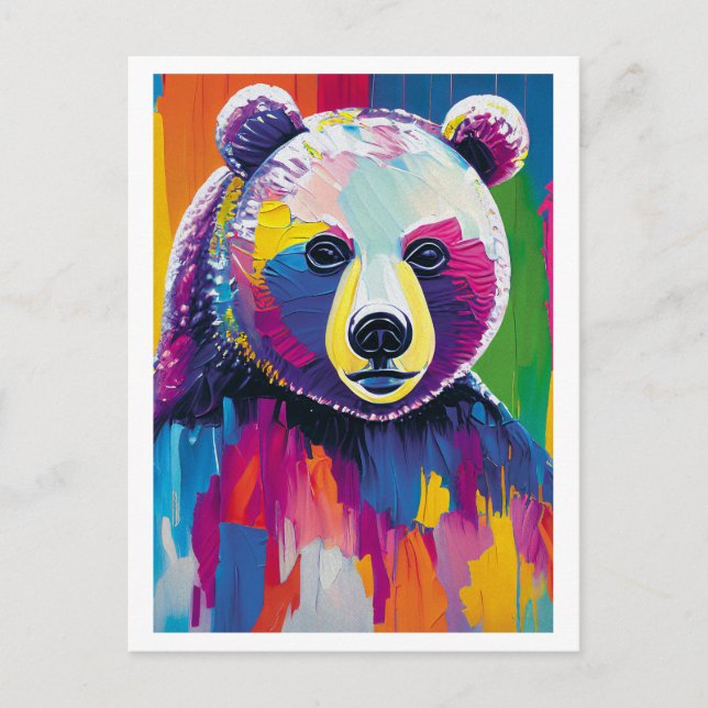 Colorful Bear Portrait Postcard (Front)