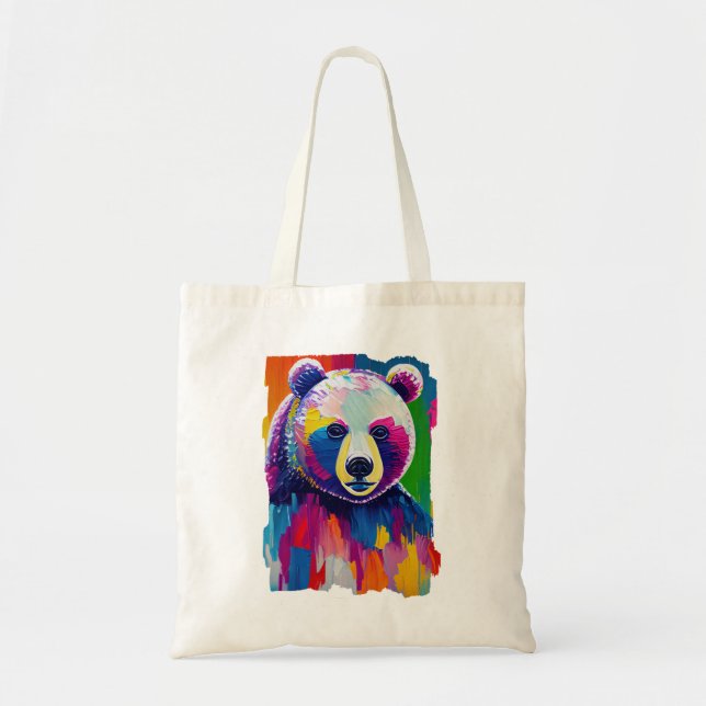 Colorful Bear Portrait Tote Bag (Front)