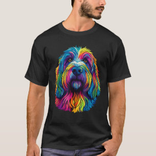 Colorful Bearded Collie Beardie Face Dog Lover T-Shirt