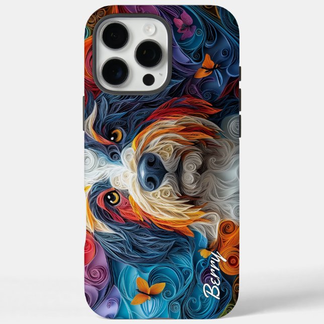 Colorful Bearded Collie Portrait Case-Mate iPhone Case (Back)