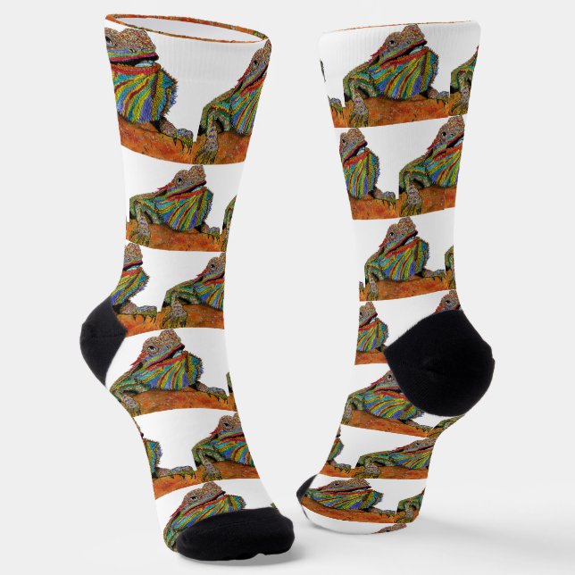 Colorful Bearded Dragon Socks  (Angled)