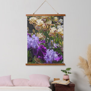 Colorful Bearded Irises Garden Floral Hanging Tapestry