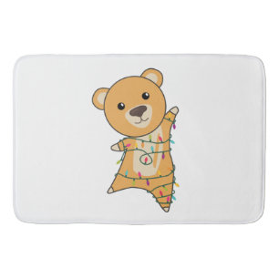 Colorful Bears Merry Christmas Winter Animals Bear Bath Mat