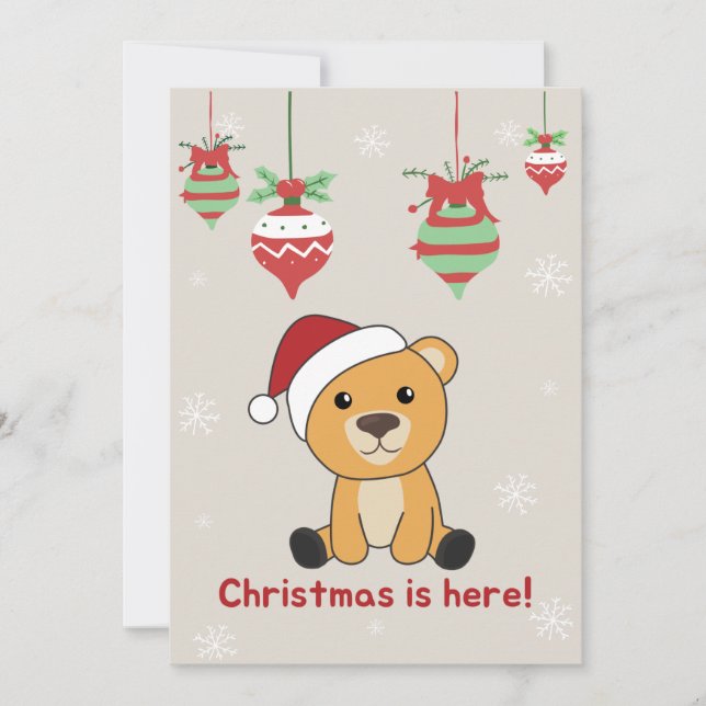 Colorful Bears Merry Christmas Winter Animals Bear Holiday Card (Front)