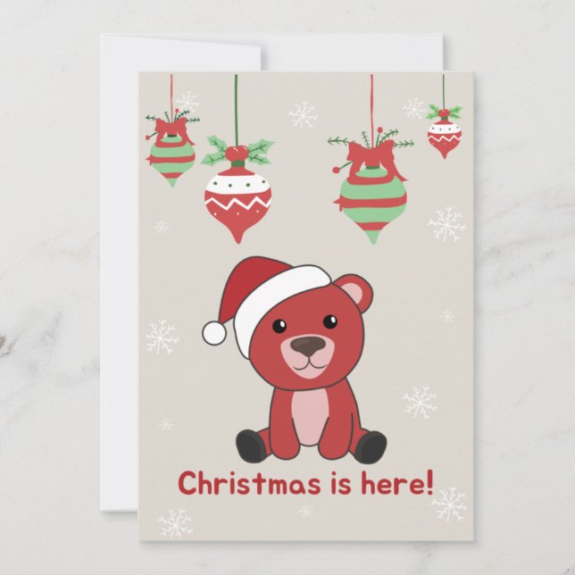 Colorful Bears Merry Christmas Winter Animals Bear Holiday Card (Front)
