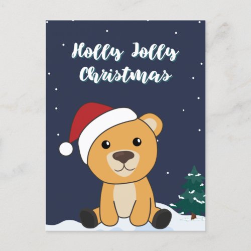 Colorful Bears Merry Christmas Winter Animals Bear Holiday Postcard