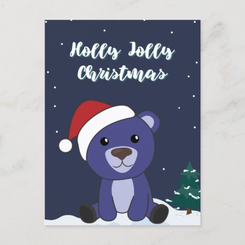 Colorful Bears Merry Christmas Winter Animals Bear Holiday Postcard