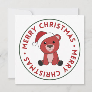 Colorful Bears Merry Christmas Winter Animals Bear Invitation