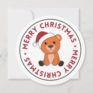 Colorful Bears Merry Christmas Winter Animals Bear Invitation