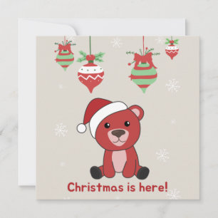 Colorful Bears Merry Christmas Winter Animals Bear Invitation