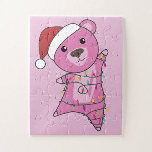 Colorful Bears Merry Christmas Winter Animals Bear Jigsaw Puzzle