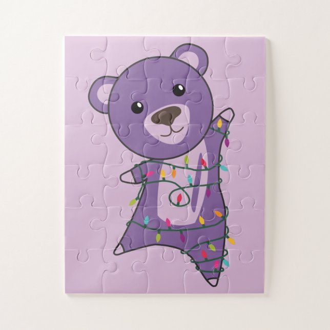 Colorful Bears Merry Christmas Winter Animals Bear Jigsaw Puzzle (Vertical)