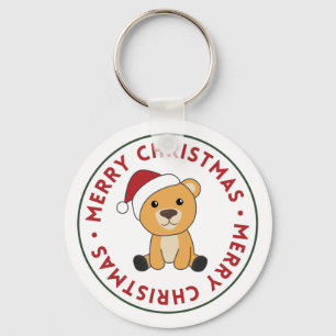 Colorful Bears Merry Christmas Winter Animals Bear Keychain