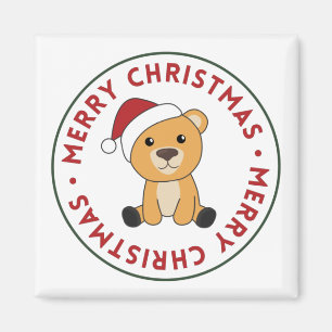 Colorful Bears Merry Christmas Winter Animals Bear Magnet