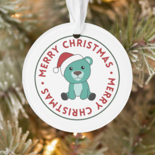 Colorful Bears Merry Christmas Winter Animals Bear Ornament