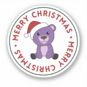 Colorful Bears Merry Christmas Winter Animals Bear Sticker