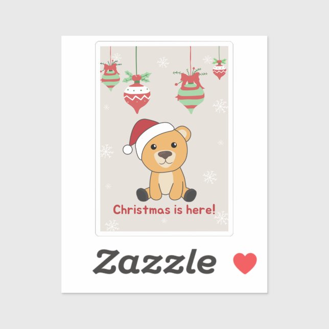 Colorful Bears Merry Christmas Winter Animals Bear Sticker (Sheet)