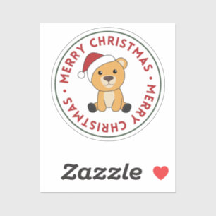 Colorful Bears Merry Christmas Winter Animals Bear Sticker