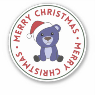 Colorful Bears Merry Christmas Winter Animals Bear Sticker