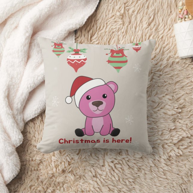 Colorful Bears Merry Christmas Winter Animals Bear Throw Pillow (Blanket)