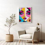 Colorful Beautiful Abstract Women Face Pop Art Poster<br><div class="desc">Introducing our captivating "Colorful Beautiful Abstract Women Face Pop Art Poster." Embrace the essence of contemporary art with this vibrant piece featuring a stunning abstract portrayal of women. The dynamic blend of red, pink, black, and white creates a visually striking composition. This unique pop art poster effortlessly combines elegance and...</div>