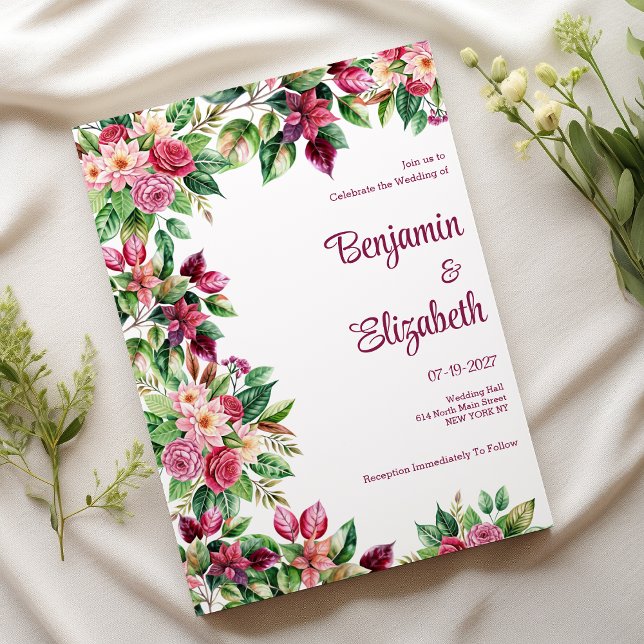 Colorful beautiful country flower bouquet Wedding  Invitation (Colorful beautiful country flower bouquet Wedding )