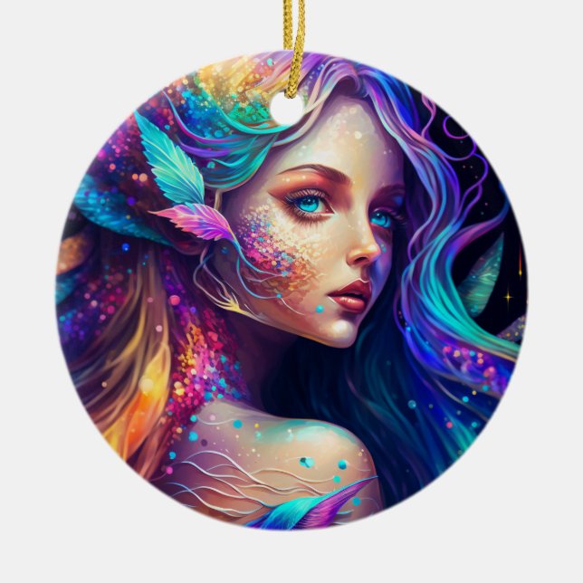 Colorful Beautiful Fairy Ceramic Ornament (Front)