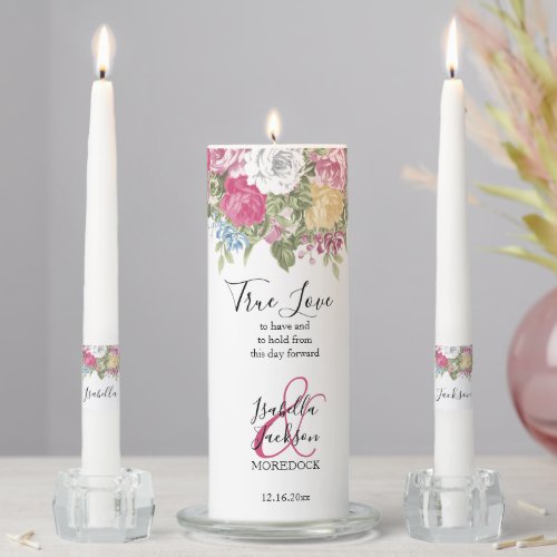 Colorful Beautiful Floral Wedding  Unity Candle Set