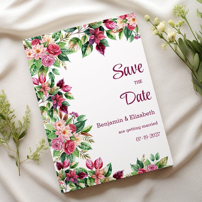 Colorful beautiful flower bouquet Save the Date Invitation (Colorful beautiful flower bouquet Save the Date )