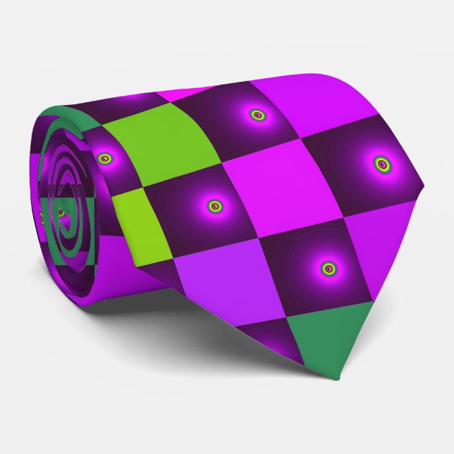 Colorful beautiful mosaic neck tie (Rolled)