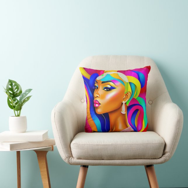 Colorful Beauty Throw Pillow (Chair)