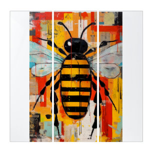 Colorful Bee Art Print Honeybee Wall