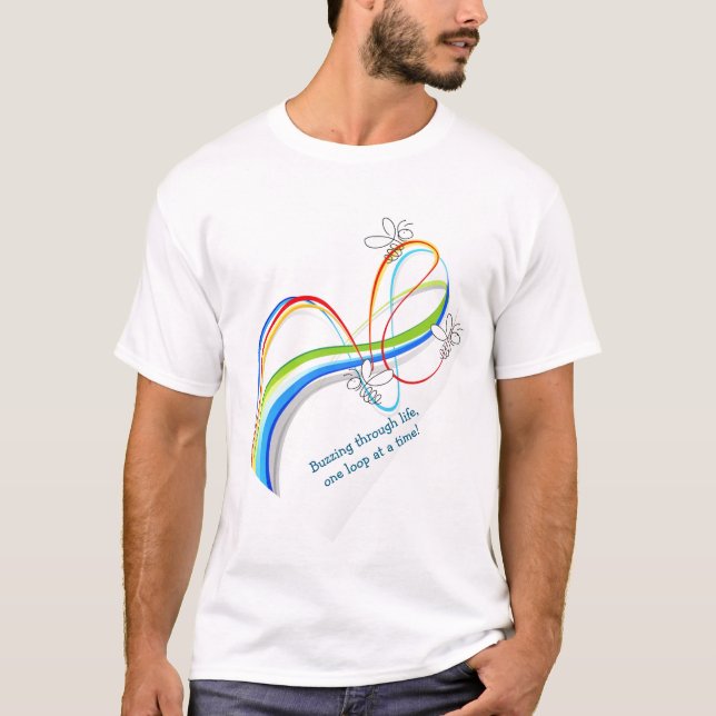 Colorful Bee Flight Path T-Shirt – Fun Buzzing Bee (Front)