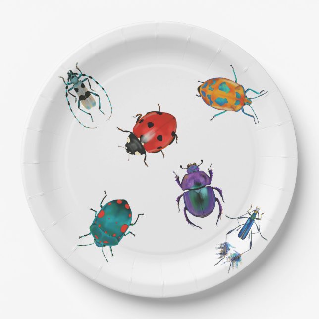 Colorful beetles  paper plates (Front)