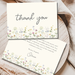 Colorful Beige Wildflower Bridal Shower Thank You Card
